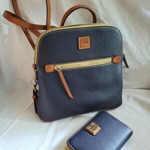 DOONEY & BOURKE Backpack with Zip Around Wallet Navy Blue Pebble Grain Leather